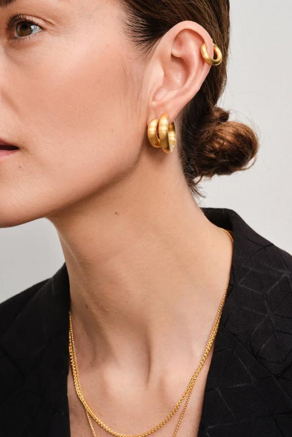 Chunky Hoops Satin Medium Gold | Tom Wood | Dame | Retro